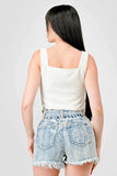CRINKLE STRETCH KNIT SWEETHEART HOOKED BUSTIER CROPPED TOP - Wear with style