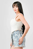 CRINKLE STRETCH KNIT SWEETHEART HOOKED BUSTIER CROPPED TOP - Wear with style