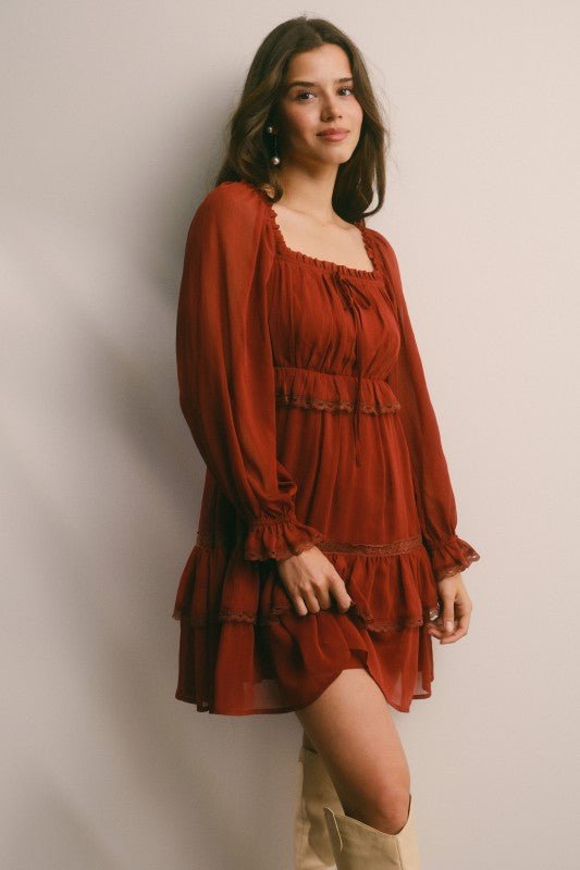 Crinkled Tiered Boho Mini Dress - Wear with style