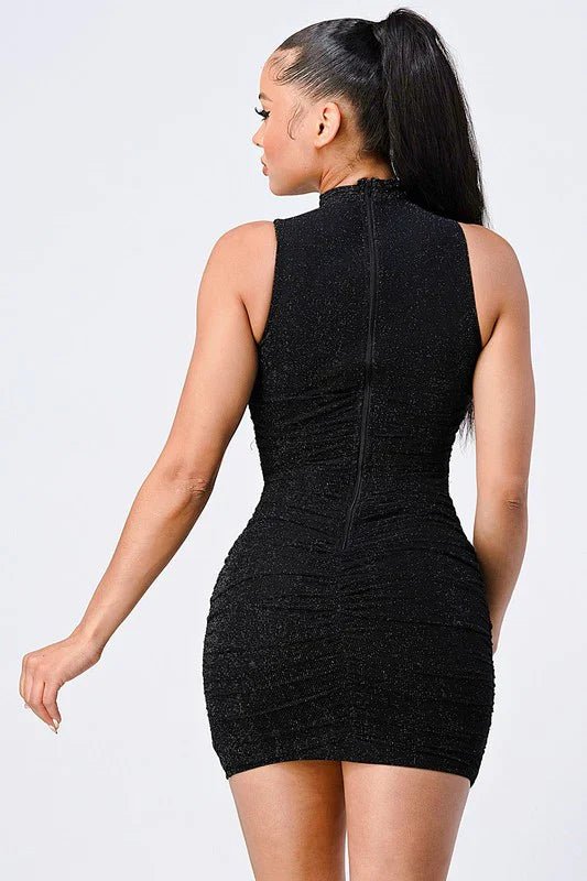 CROSS HALTER BODYCON MINI DRESS - Wear with style