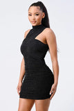 CROSS HALTER BODYCON MINI DRESS - Wear with style