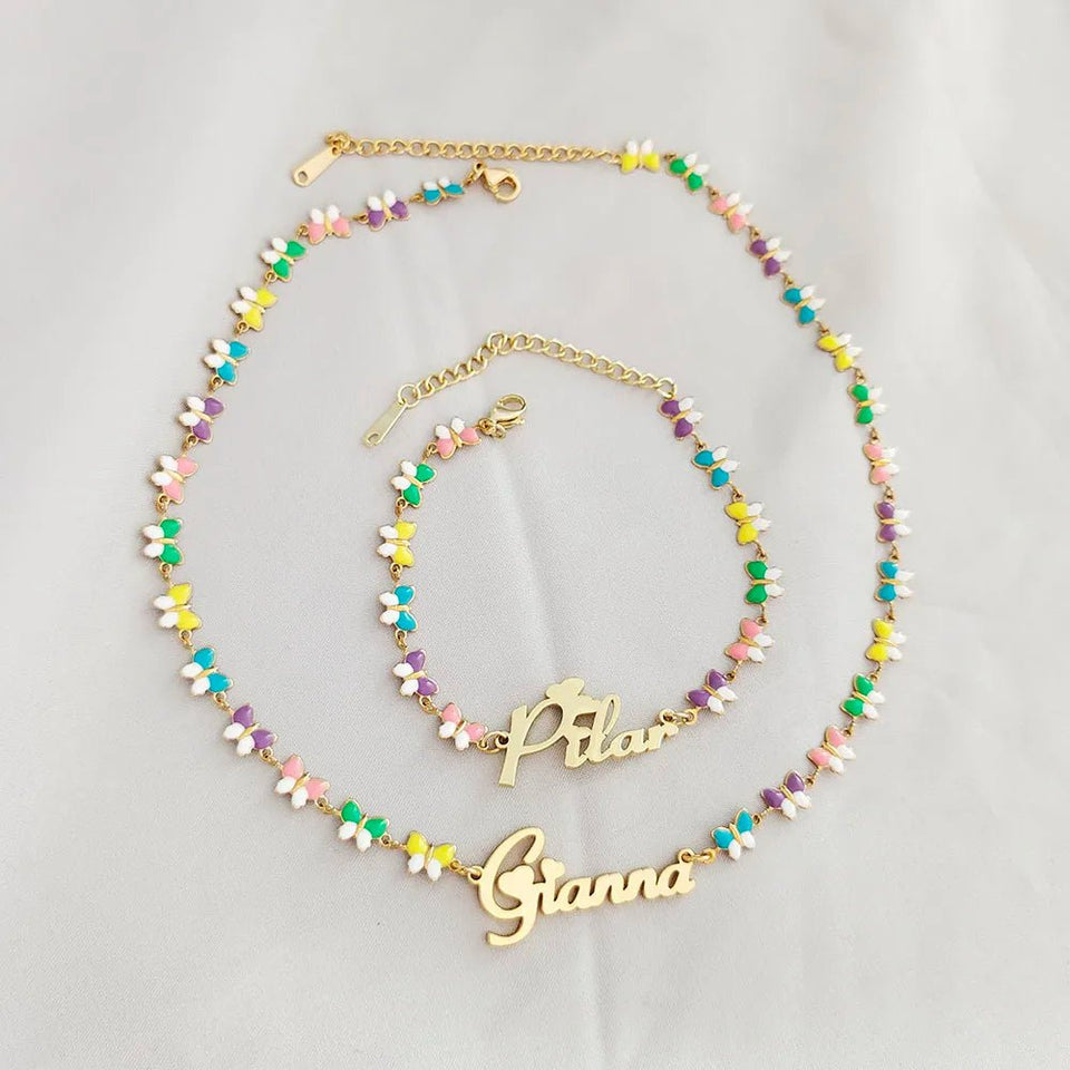 Customized Butterfly Heart Name Necklace - Wear with style