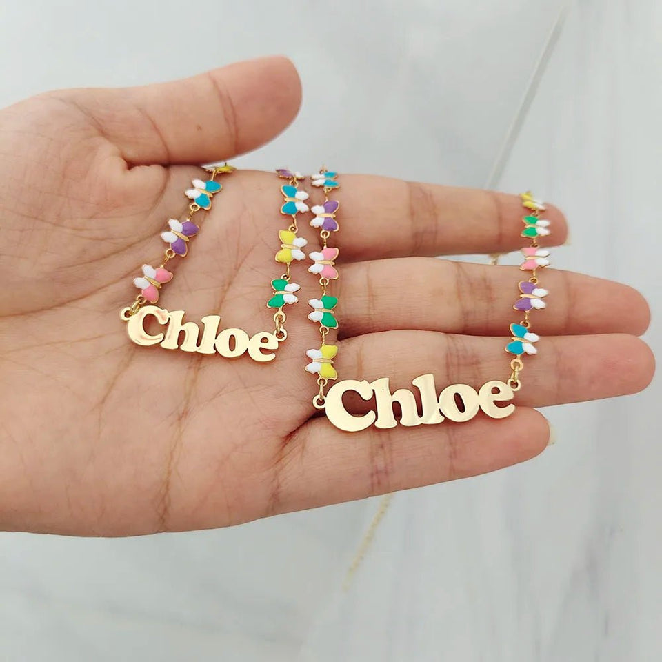Customized Butterfly Heart Name Necklace - Wear with style
