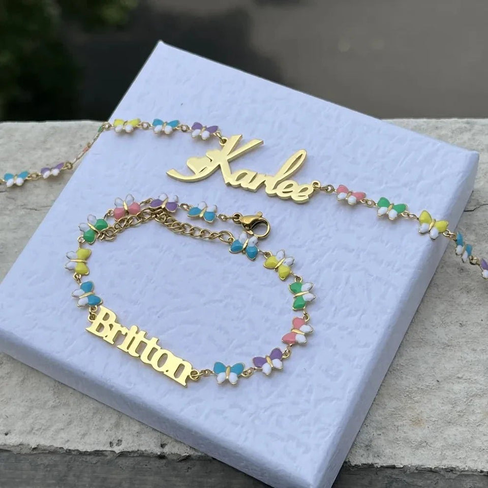 Customized Butterfly Heart Name Necklace - Wear with style