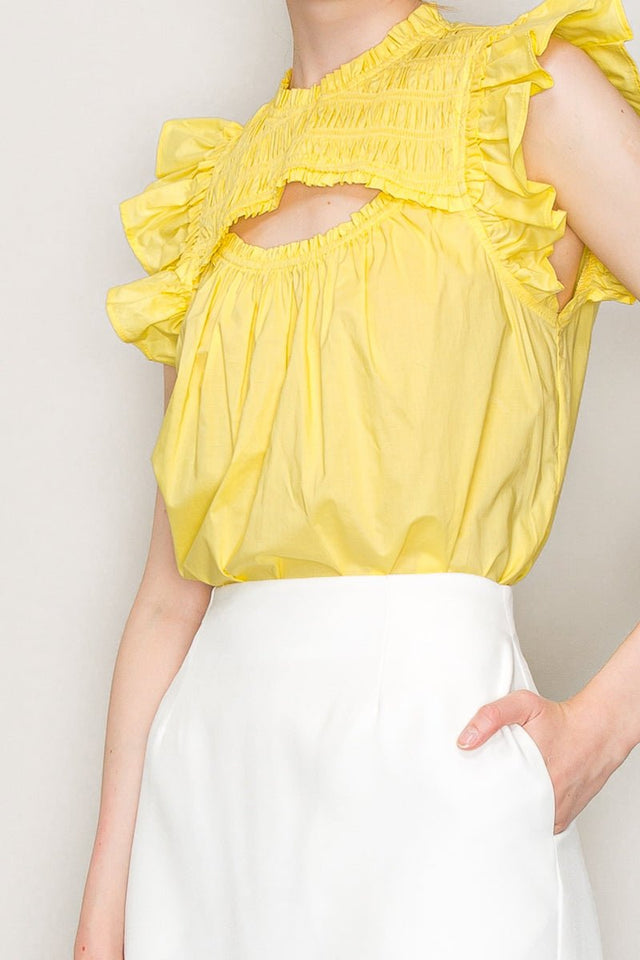 Cut out top with flutter sleeve - Wear with style