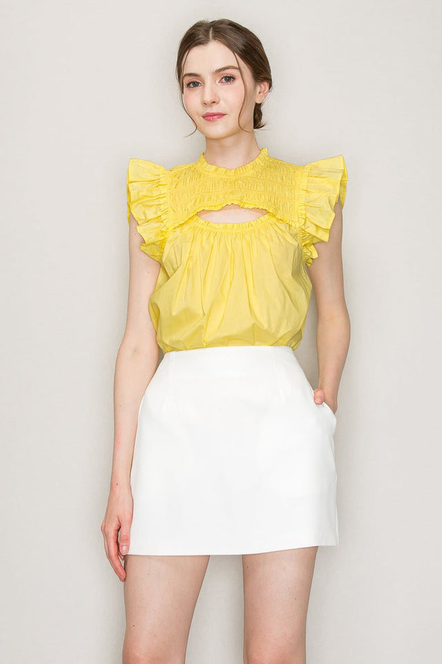 Cut out top with flutter sleeve - Wear with style