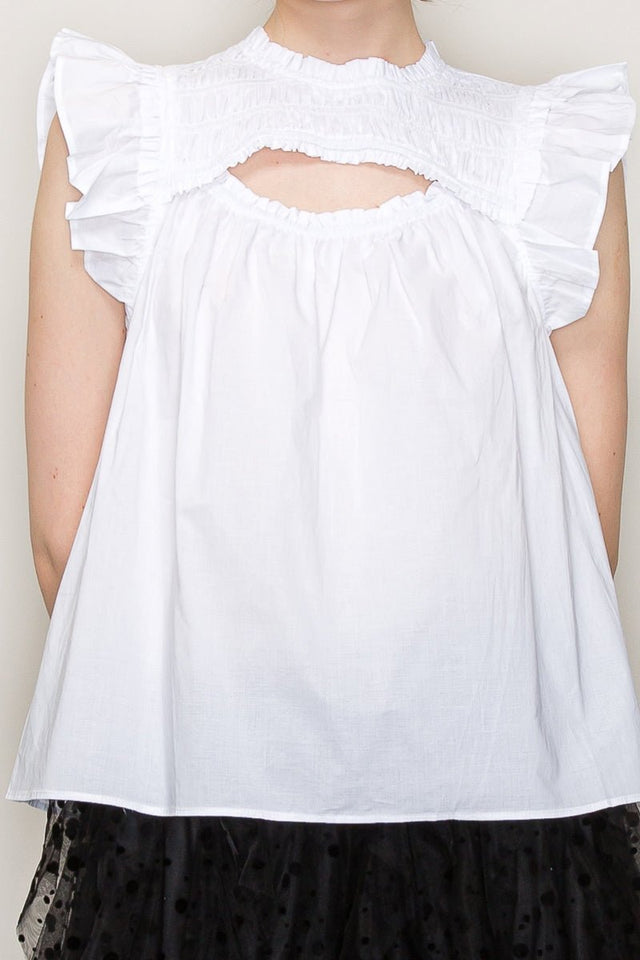 Cut out top with flutter sleeve - Wear with style