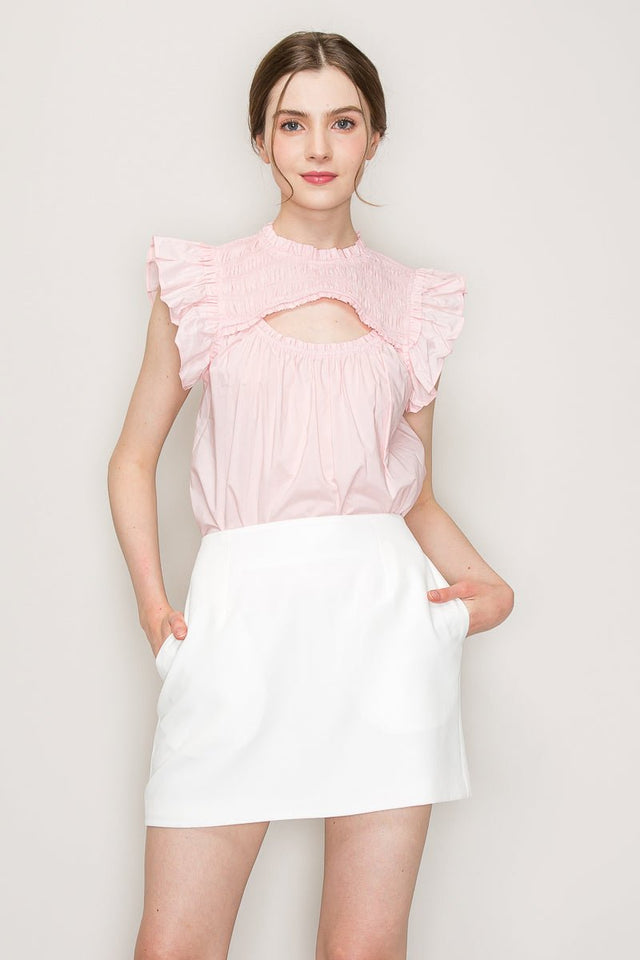 Cut out top with flutter sleeve - Wear with style