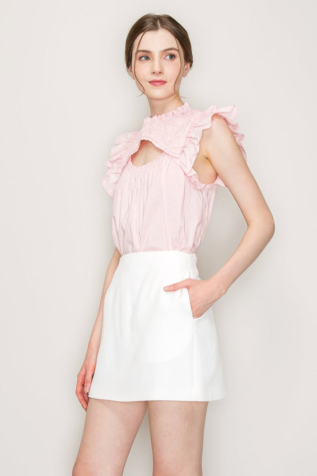 Cut out top with flutter sleeve - Wear with style