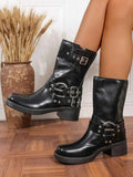 Flare Formal Dress Boots: Round Toe Block Heels