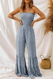 Smocked Printed : Wide Strap Jumpsuit