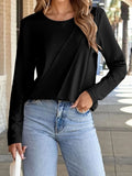 Asymmetric Seam Detail Long Sleeve Top for Women Casual