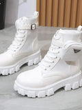 Stylish Lace Up Leather : Platform Boots
