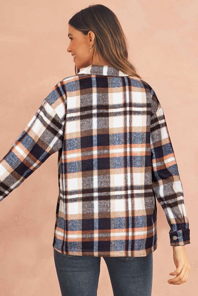 Multicolor Plaid Casual Button Up Flannel Shacket Anytime