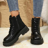 Stylish Lace Up Platform Boots : Side Zip