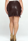Daniella Plus Size Faux Leather Mini Skirt – Lace Trim with Side Slit - Wear with style