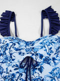 Cutout Ruffled Spaghetti Strap : One-Piece Swimwear