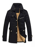 Men's Plus Size Button Up Long Sleeve Coat