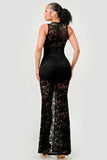 DEEP V NECK LACE MERMAID MAXI DRESS - Wear with style