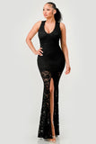 DEEP V NECK LACE MERMAID MAXI DRESS - Wear with style