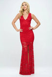 DEEP V NECK LACE MERMAID MAXI DRESS - Wear with style