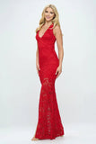 DEEP V NECK LACE MERMAID MAXI DRESS - Wear with style