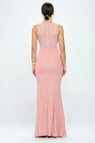 DEEP V NECK RHINESTONED FLOOR LENGTH MAXI DRESS - Wear with style