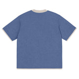 Denim Blue with Sand Trim Knitted classic tee - Wear with style
