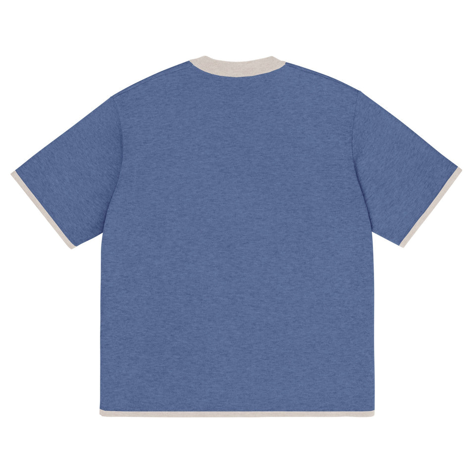 Denim Blue with Sand Trim Knitted classic tee - Wear with style