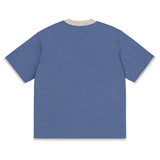 Denim Blue with Sand Trim Knitted classic tee - Wear with style