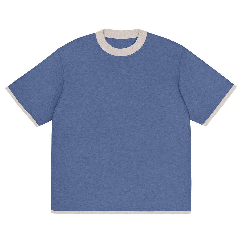 Denim Blue with Sand Trim Knitted classic tee - Wear with style