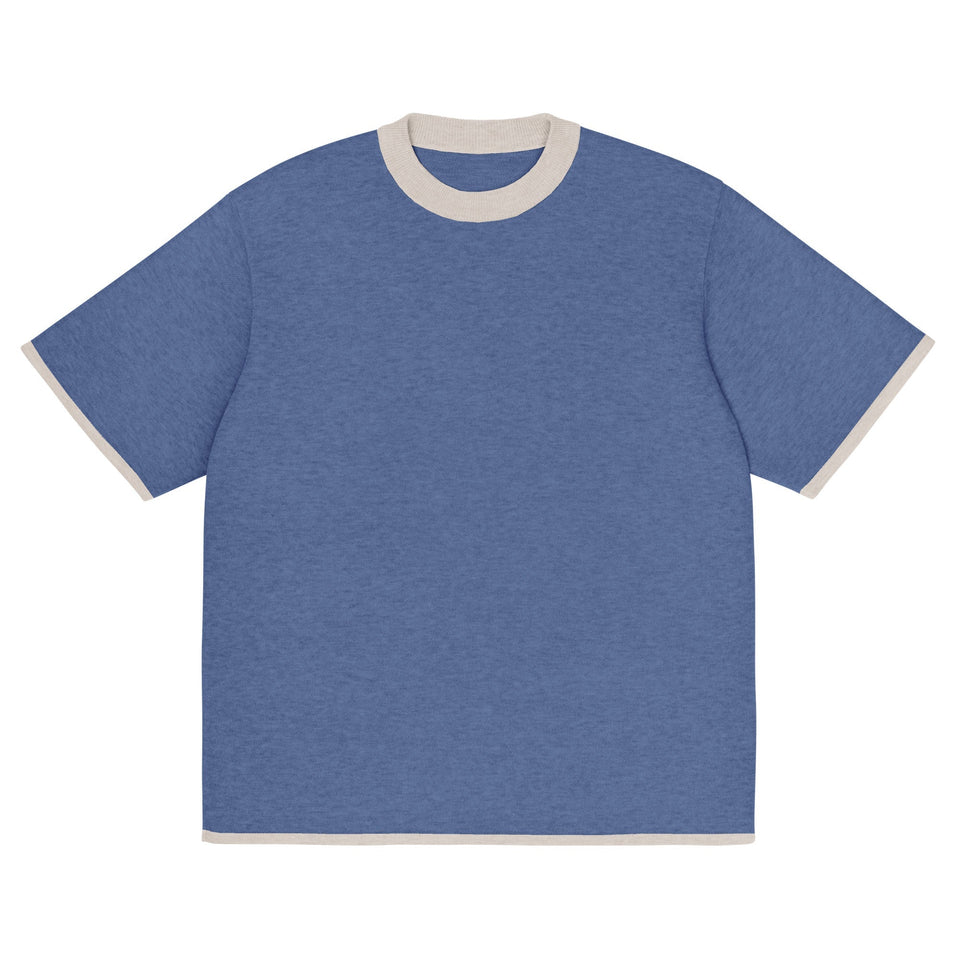 Denim Blue with Sand Trim Knitted classic tee - Wear with style