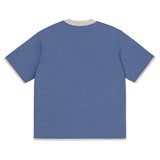 Denim Blue with Sand Trim Knitted classic tee - Wear with style