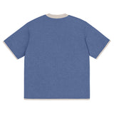 Denim Blue with Sand Trim Knitted classic tee - Wear with style