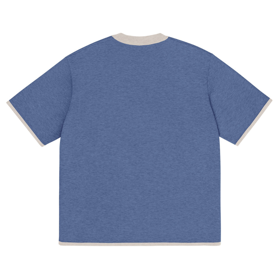 Denim Blue with Sand Trim Knitted classic tee - Wear with style