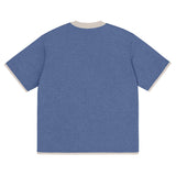 Denim Blue with Sand Trim Knitted classic tee - Wear with style