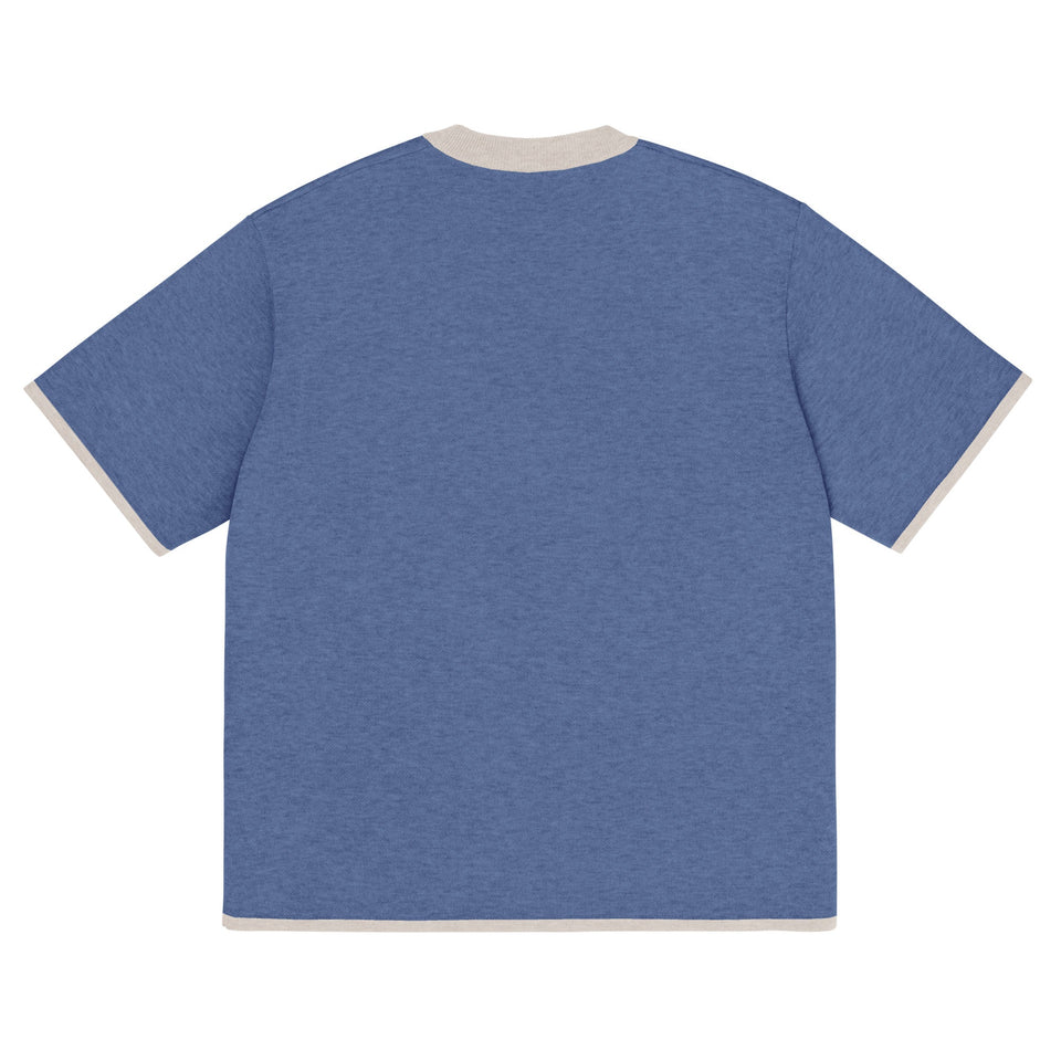 Denim Blue with Sand Trim Knitted classic tee - Wear with style