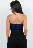Denim Corset Top – Strapless Bustier Style - Wear with style