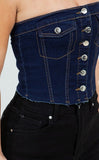 Denim Corset Top – Strapless Bustier Style - Wear with style