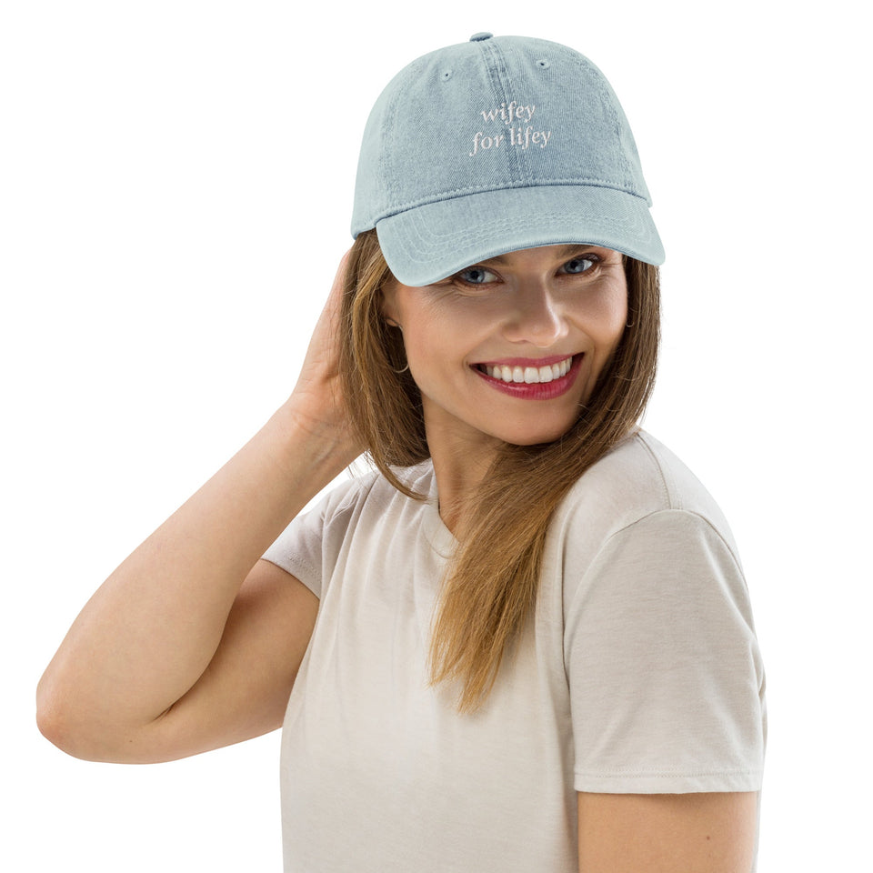 Wifey for Lifey Embroidered Denim Hat
