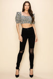 Ditsy floral printed ruched crop top - Wear with style