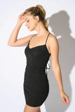 DWE DROP MESH CAMI DRAWSTRING LACE TANK MINI DRESS - Wear with style