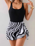 Printed Flower With Wide Straps : One-Piece Swimwear
