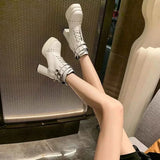 Elegant Round Toe Block : Heels Boots