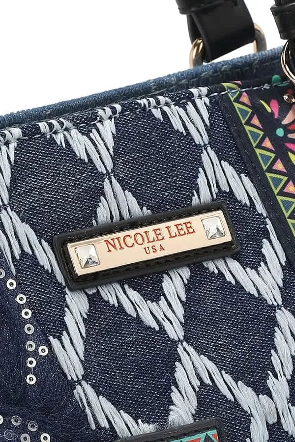Nicole Lee USA Bosque De Amor Denim Tote Bag Carryall