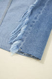Myosotis Distressed Hem Denim Midi Skirt Irregular Look