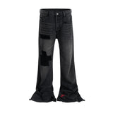 DARK PATCHWORK FLARE DENIM