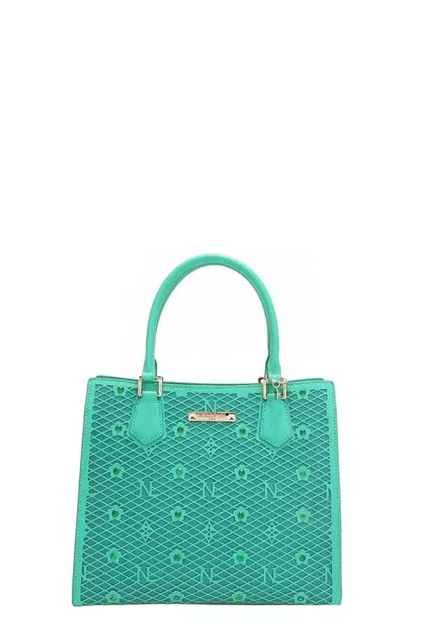 Nicole Lee USA Structured Tote Bag Monogram Print Pattern