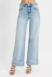 Risen Plus Size Tummy Control High Rise Ankle Cuffed Jeans