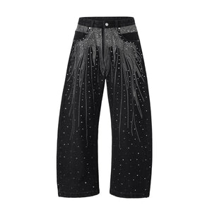 NOIR FLORAL RHINESTONE DENIM